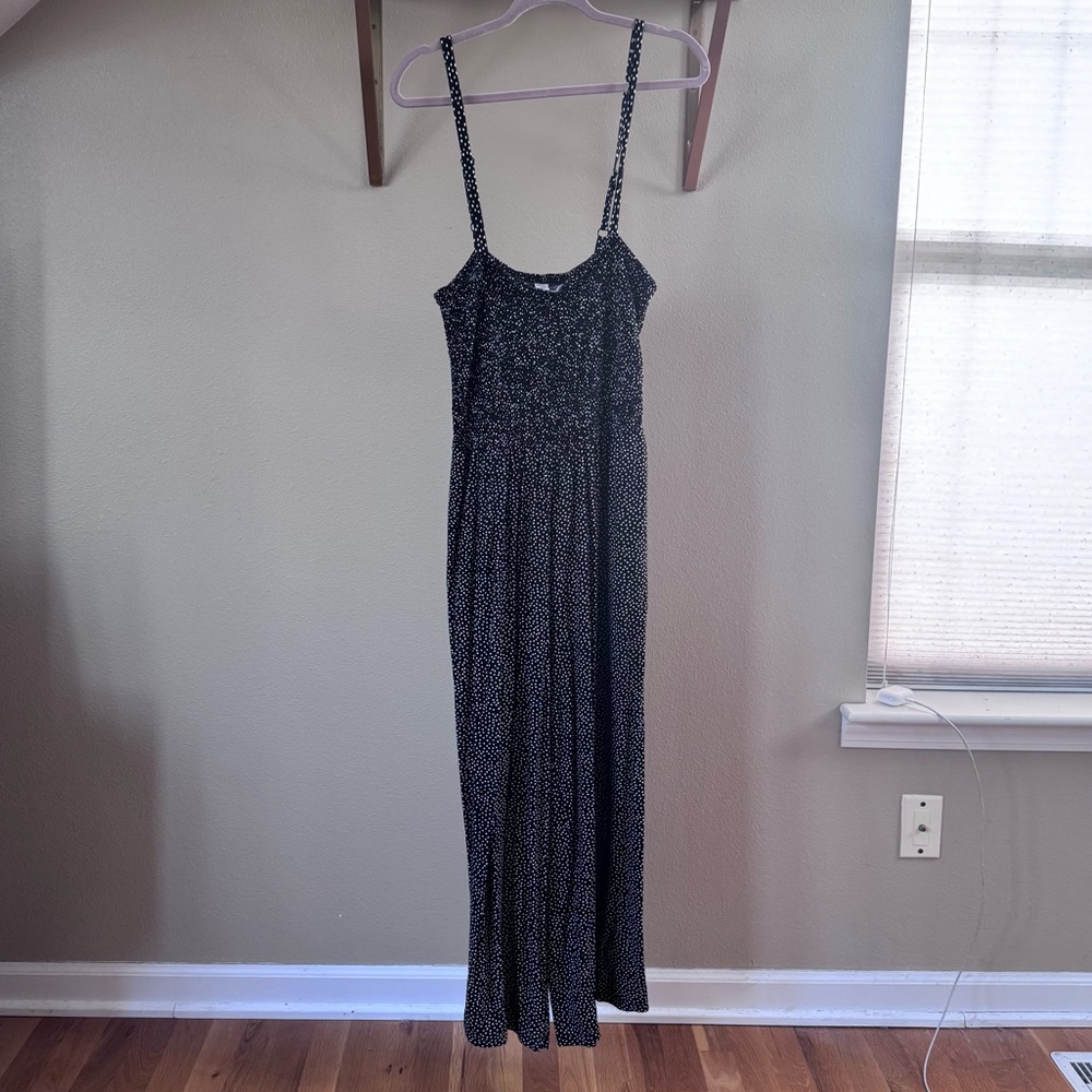Old Navy black and white polka dot patterned romper